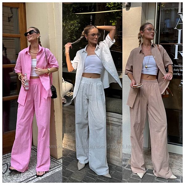 42-44, 46-48, 50-52 костюм льон жатка