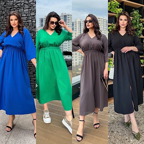 48-50, 52-54, 56-58 довга сукня льон