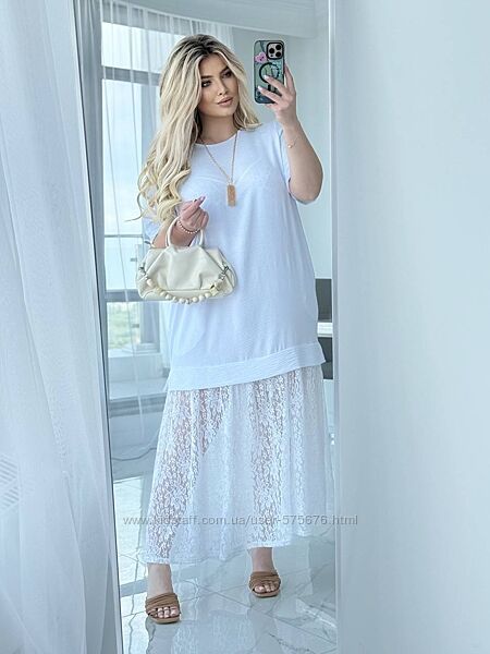 50-52, 54-56, 58-60, 62-64 Ефектне максі плаття з гіпюровою вставкою