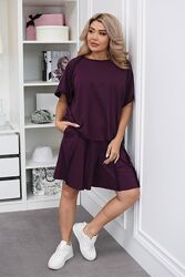 48-50, 52-54, 56-58 Стильний костюм футболка та шорти двунитка