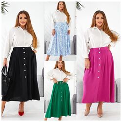 44,46,48,50,52,54 спідниця на гудзиках жатка американський креп