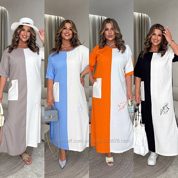 48-50, 52-54, 56-58 сукня вільного крою льон