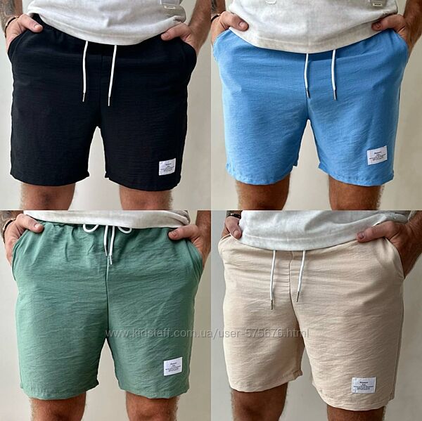 46-48, 50-52, 54-56 чоловічі лляні шорти льон жатка
