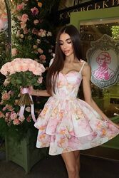 S, M, L Сукня корсет верх на шнурівці, підкреслює талію, бретелі-бантики