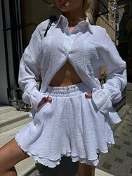 S-M, L-ХЛ костюм сорочка та шорти муслін