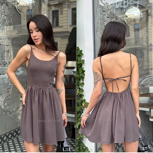 42,44,46 Чарівна сукня, з завязками на спині турецький льон