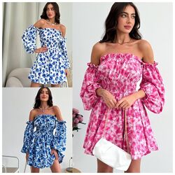 42-52 сукня з обємною пухкою юбкою на підкладці софт принт