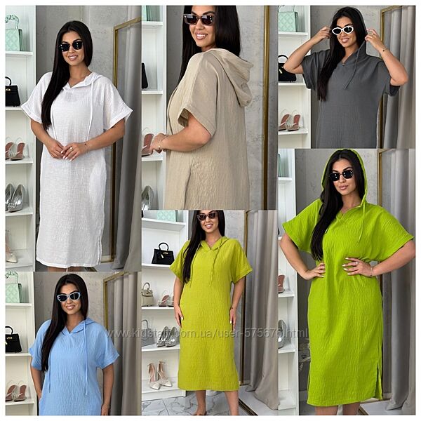 48-50, 52-54, 56-58 сукня льон-бавовняний жатий