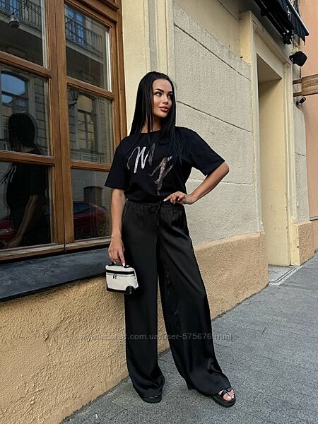 42-44,46-48 Штани палаццо сатин Париж