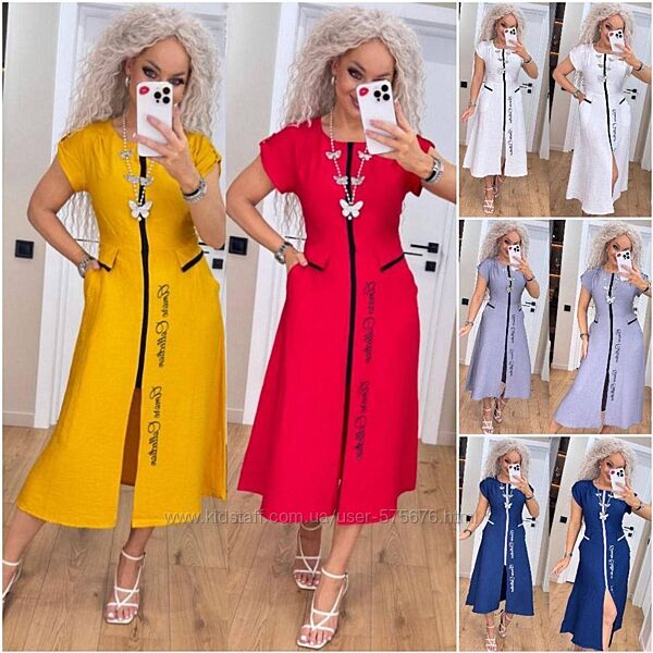 р.44 до 56р. Сукня жатий льон