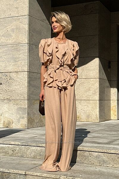 XS, S, M, L, XL костюм Юксі льон бохо блуза та штани