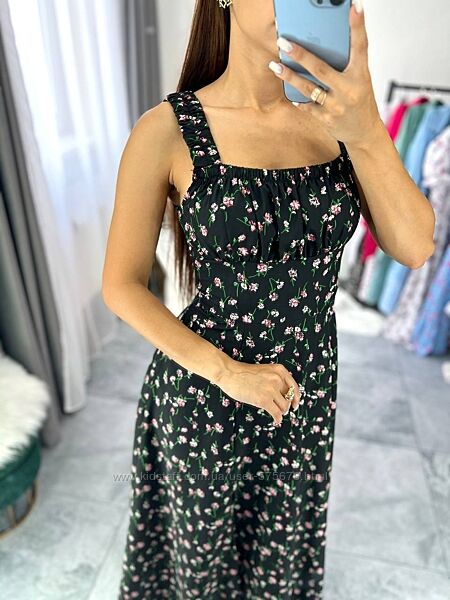 р.42 до 52р. Літній сарафан міді, з широкою резинкою софт