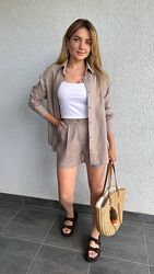 42-44, 46-48, 50-52 костюм сорочка та шорти льон