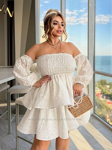 42-46, 48-58 Сукня Трансформер топ з баскою, спідниця та знімні рукава