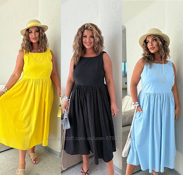 р.48 до 58р. Сукня сарафан батист жатий