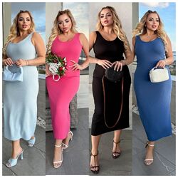 р.50 до 60р. Сукня довга приталена рубчик гумка