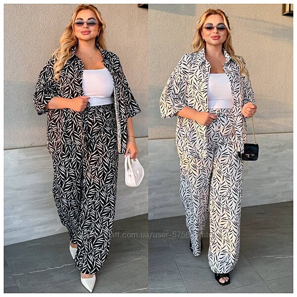 р.52 до 62р. Літній костюм сорочка та штани із штапелю