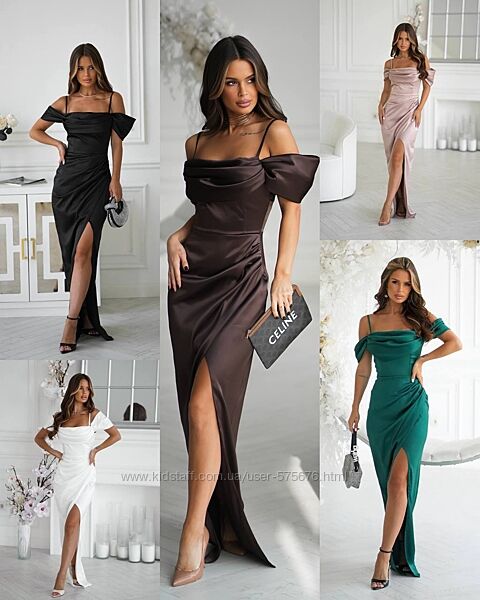 р.42 до 48р. Довга сукня зі спущеними рукавами та драпіруванням 