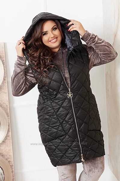 р.50 до 56р. Жилетка плащівка синтепон 150