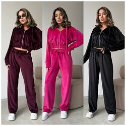 42-44, 46-48 костюм штани та кофта плюшевий велюр-спорт