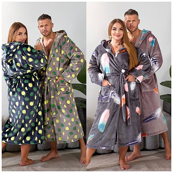 42-48, 50-56 Халат унісекс з капюшоном плюшик
