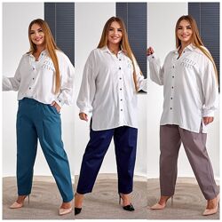 р.52 до 66р. Елегантний костюм сорочка та брюки