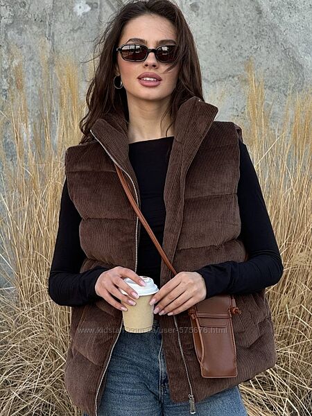 Жилет вельвет на бавовняні основі на металевій блискавці, на підкладі