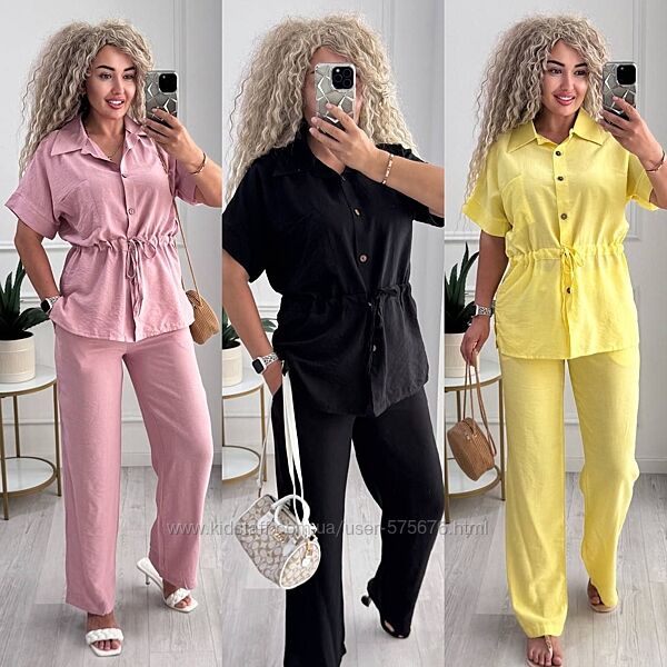 р.42 до 56р. Костюм двійка льон бохо