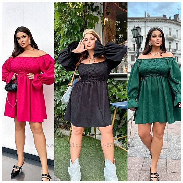 р.42 до 54р. Сукня мікро вельвет міні