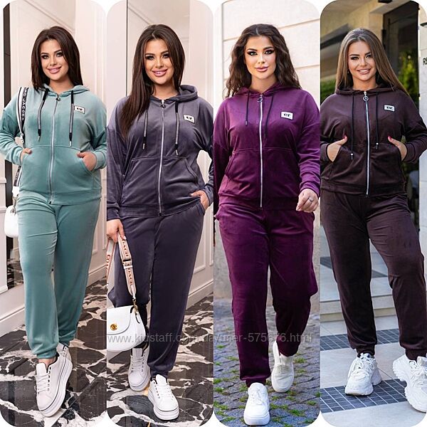 р.48 до 58р. Костюм велюровий з капюшоном