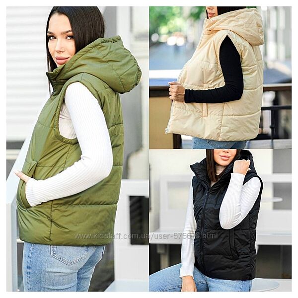 р.42 до 46р. Осіння жилетка з капюшоном силікон200
