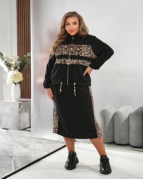 р.48 до 58р. Костюм сукня та кофта трикотаж двонитка, велюр