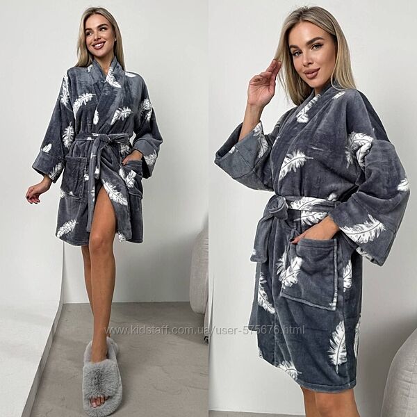 р.42 до 52р. Теплий халат, плюшевий махровий текстильТурція