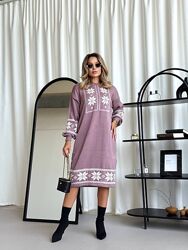 44-58 Сукня тепла вязана сучасна інтерпретація вишиванки вільного крою