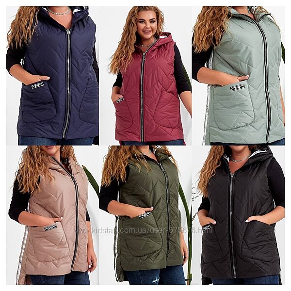 р.48 до 58р. Стильна жіноча стегана жилетка  ідеальний варіант для демісез