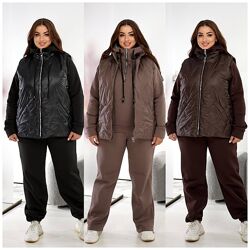 р.48 до 58р. Костюм трійка тринитка на флісі