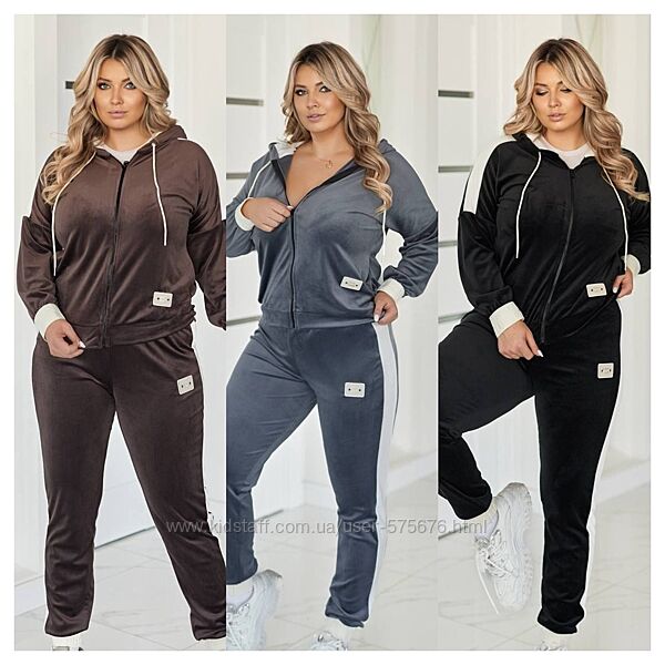 Р.50 до 64р. Костюм двійка спорт, королівський велюр на ХБ