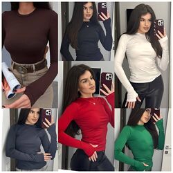 42-44, 46-48 Модний лонгслів з вирізом для пальчиків мікро дайвінг