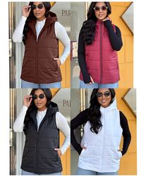 р.44 до 62р. Жилет з капюшоном плащівка, синтепон 150