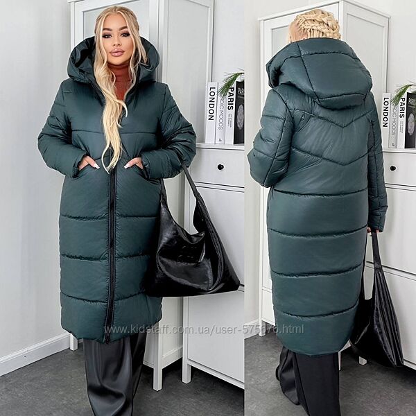 р.50 до 60р. Куртка-пальто зима, силікон200 з підкладкой