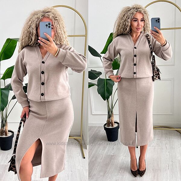 р.40 до 54р. Неймовірний костюм кардиган та спідниця ангора в&acuteязка на трико