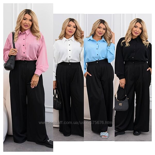 р.48 до 62р. Стильний костюм з кюлотами та сорочкою