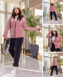 46-48,50-52,54-56 Двокольоровий затишний велюровий костюм