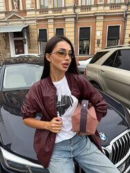 42-48 подовжений бомбер оверсайз з замшевим утепленням еко шкіра