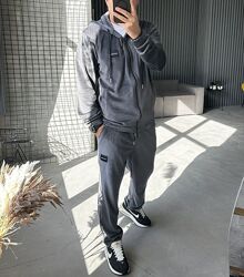 м л хл ххл Чоловічий велюровий костюм з прямими штанами логотип нашивка