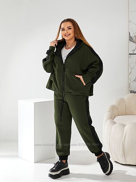 р.46 до 56р. Костюм спортивний 3-ка на флісі