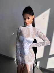 S/M/L Комплект мереживна сукня міні та корсет