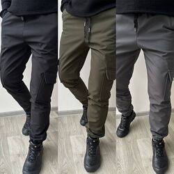 р.46 до 56р. Чоловічі штани плащівка на флісі