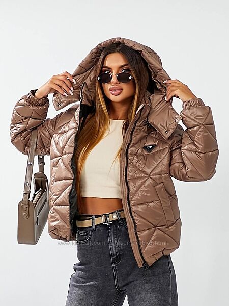 р.42 до 52р. Стьогана куртка прада плащівка Глорія, сенто пух