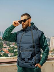 р.48 до 56р. Жилетка чоловіча плащівка, холлофайбер 200